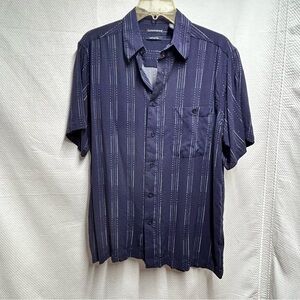 Blue‎ Casual Button Down Shirt with Subtle Stripes Medium